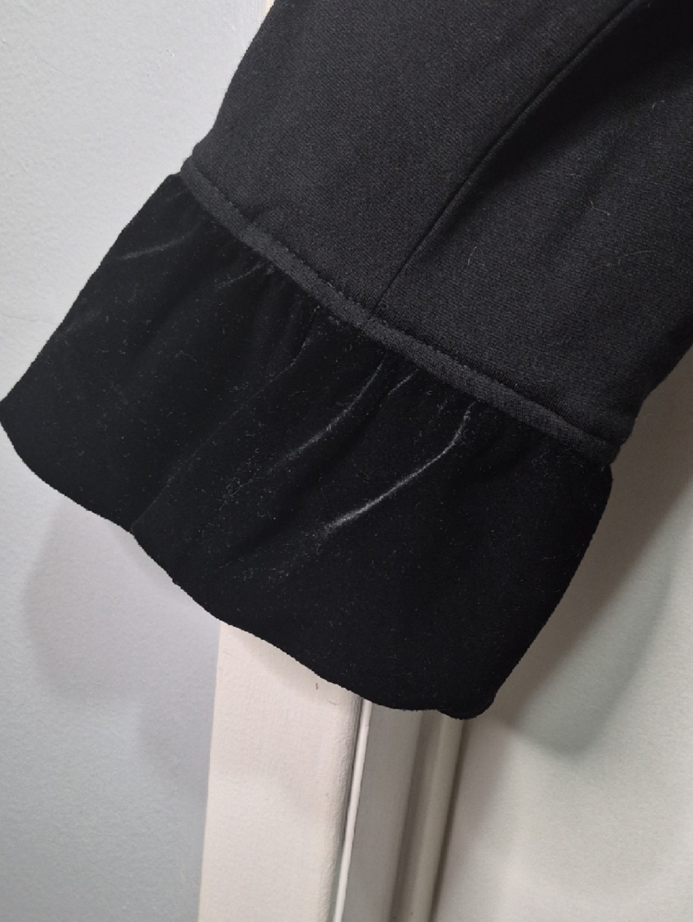 INC International Concepts Black Dress Coat with Velvet Trim - Picture 5 of 12